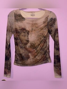 Y2K Victorian sweet lilac top blouse mesh fairy Fairycore  cottage renaissance